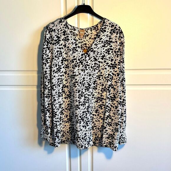 NWT BOSS Baluta confetti print silk popover blouse Size 6 - Picture 5 of 15